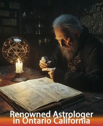 In a serene space illuminated by the gentle glow of candlelight, a wise elder delves into the mysteries of the universe with deep concentration. His presence exudes warmth and wisdom, offering guidance and comfort to those seeking clarity. Astrology guidance in Ontario California.