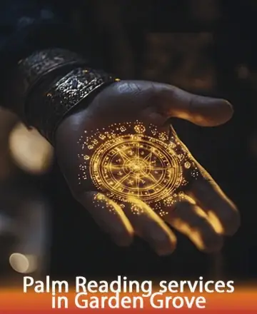 A gentle hand extends with a warm, golden glow, inviting you into a world of wisdom and insight. The intricate patterns speak of ancient knowledge and personal journeys, offering a serene path to understanding and peace. Palm reading services in Garden Grove.