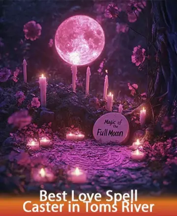 In a serene woodland embraced by the gentle glow of the full moon, candles flicker softly amidst blooming flowers, creating a sanctuary of tranquility and warmth. The air is filled with whispers of ancient wisdom and healing. Love spell caster in Toms River.