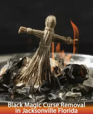 A small straw effigy stands amidst burning papers in a metallic bowl, surrounded by red-orange flames. The text reads, 