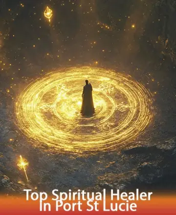 In the heart of a serene landscape, a figure stands embraced by a luminous circle of golden light, embodying tranquility and deep connection to the universe. This peaceful scene invites a journey towards inner harmony and spiritual awakening. Spiritual guidance in Port St. Lucie.
