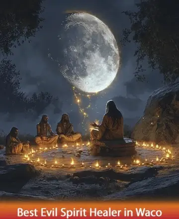 In the serene embrace of a moonlit night, a wise guide shares gentle wisdom with kindred souls encircled by the warm glow of candles. This tranquil scene invites peace and spiritual connection, fostering a deep sense of trust and calm. Spiritual guidance in Waco.