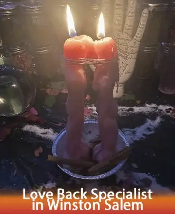 In a serene setting, two entwined candles burn brightly, casting a gentle glow that warms the heart. Surrounded by sacred symbols, they embody unity, hope, and love's enduring power. Their light invites peace and connection. Love back specialist in Winston Salem.