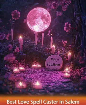 Beneath a radiant full moon, surrounded by a gentle glow of flickering candles, lies a serene circle of tranquility. The whispers of blooming flowers and soft earth invite a sense of calm and connection. Discover the magic within with love spell in Salem.