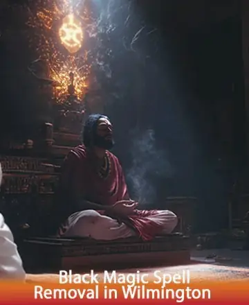 In the serene embrace of a sacred space, a wise figure meditates amidst gentle rays of light, inviting tranquility and deep reflection. The ambiance whispers timeless wisdom, offering a haven for peaceful transformation and inner harmony. Black magic spell removal in Wilmington.