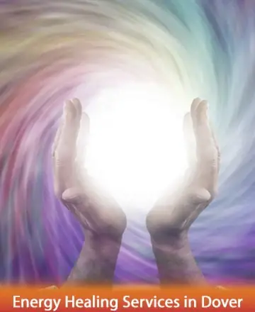 In the gentle embrace of soothing colors, two hands cup a radiant light, symbolizing harmony and healing. This serene image invites a sense of tranquility and balance, guiding you toward inner peace. Energy healing services in Dover.