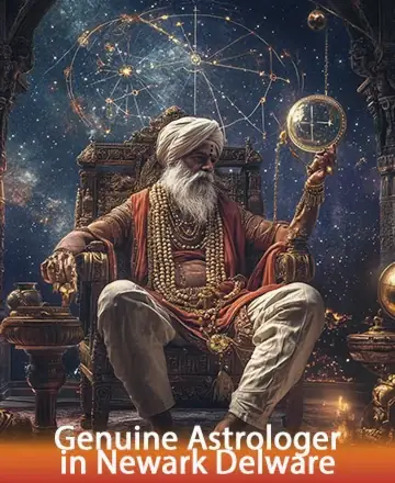 A regal astrologer with a long white beard sits on an ornate throne, surrounded by a celestial background filled with stars and planets. He is holding an astrolabe in one hand, symbolizing astrological practice. Dressed in traditional garments adorned with jewelry, the setting conveys a mystical, ancient vibe. The text at the bottom reads, 