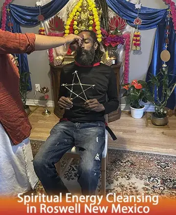 In a serene and sacred space adorned with vibrant colors and gentle light, a tranquil ritual unfolds. A sense of calm and renewal envelops the room, offering a moment of deep connection and inner peace. Spiritual energy cleansing in Roswell New Mexico.