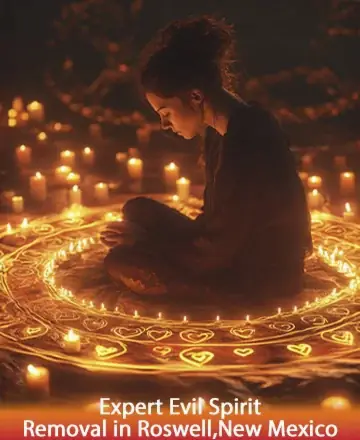 In a serene glow of candlelight, a moment of deep reflection unfolds, wrapped in warmth and tranquility. The soft illumination creates a sanctuary of peace, inviting calm and balance to the spirit. Expert evil spirit removal in Roswell, New Mexico.