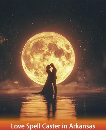 In the serene glow of a luminous full moon, two silhouettes embrace, their love reflecting softly on tranquil waters. This enchanting moment captures the essence of connection and harmony, offering a gentle reminder of the magic that binds us. Love spell caster in Arkansas.