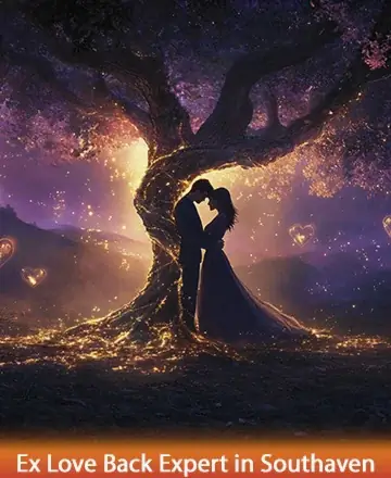 Under the gentle embrace of a majestic, glowing tree, two souls find solace and connection in a world filled with warmth and light. Hearts intertwine, illuminated by the soft glow of love and harmony. Ex Love Back Expert in Southaven.