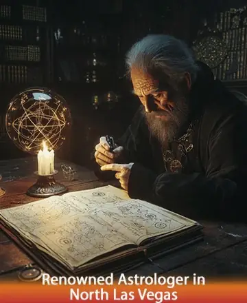 In a cozy, dimly lit room filled with the warmth of candlelight, an experienced astrologer delves into ancient texts, exuding wisdom and tranquility. His gentle presence offers guidance and comfort, inviting you to explore the mysteries of the universe. Renowned astrologer in North Las Vegas.