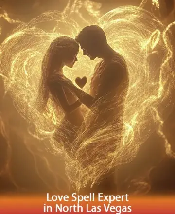 In a gentle embrace of golden light, two souls find solace and connection, surrounded by a heart-shaped aura that radiates warmth and harmony. This sacred moment whispers of deep love and profound understanding. Love spell expert in North Las Vegas.