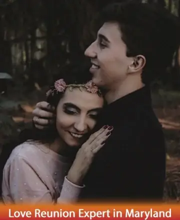 In the gentle embrace of nature, a couple finds solace and warmth in each other's presence, embodying a profound connection that speaks of timeless love. Their tender smiles reflect a shared journey of healing and understanding. Love reunion expert in Maryland.
