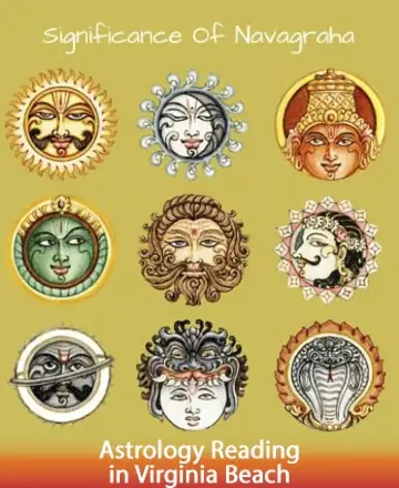 Discover the serene and harmonious energy of the Navagraha, beautifully illustrated in vibrant colors, each symbolizing a celestial force guiding our lives. This image invites peace and introspection, fostering a deep connection with the cosmos. Astrology reading in Virginia Beach.