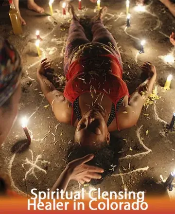 In a serene circle of soft candlelight, a gentle ritual unfolds, inviting peace and renewal. Surrounded by symbols of nature's grace, the experience is a nurturing embrace for the soul. This is a moment of deep connection and tranquility. Spiritual cleansing healer in Colorado.