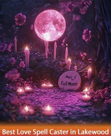 Bathe in the gentle glow of a mystical full moon, surrounded by the soft flicker of candlelight and the serene beauty of blooming flowers. This tranquil scene whispers of harmony and inner peace, inviting you to embrace its calming embrace. Love spell in Lakewood.