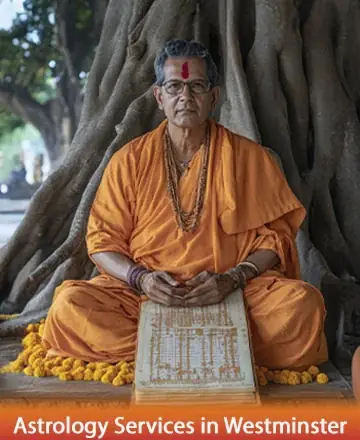 Beneath the gentle embrace of ancient trees, a wise guide sits in tranquil meditation, surrounded by the soft glow of marigold petals. His presence is a beacon of peace and understanding, inviting seekers to explore the depths of their spirit. Astrology services in Westminster.