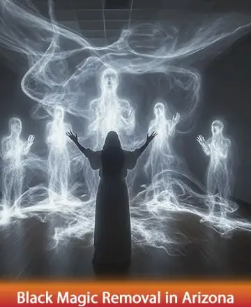 In a serene space, ethereal figures envelop a gentle soul, radiating harmony and light. This sacred gathering whispers of ancient wisdom and healing energy, offering comfort and clarity. Embrace the soothing presence that guides you towards peace and renewal. Black magic removal in Arizona.