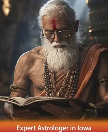 In a tranquil setting, a wise elder reads with serene focus, exuding warmth and wisdom. His gentle presence invites a sense of peace and trust, offering guidance to those who seek understanding and clarity. Expert astrologer in Iowa.