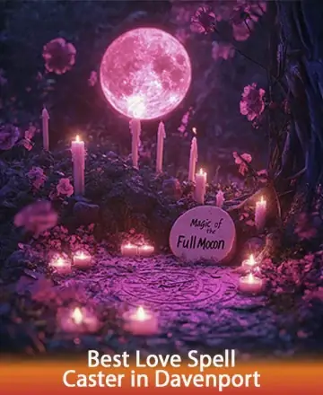 In this enchanting scene, the gentle glow of candles illuminates a serene garden under the embrace of a radiant full moon. The soft whispers of nature create a sanctuary of peace and warmth, inviting you to find solace and harmony. Love spell in Davenport.