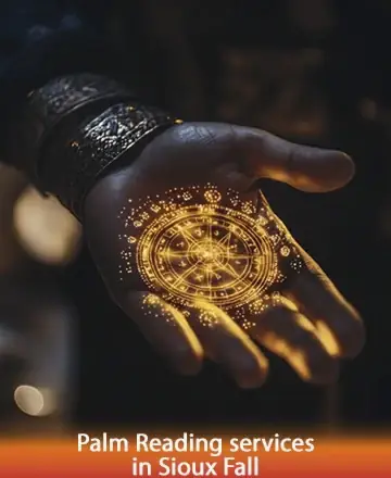 In a softly lit space, a gentle hand extends, adorned with intricate patterns glowing warmly, inviting you to explore the depths of your soul. This sacred art offers a journey into self-discovery and tranquility, nurturing the spirit with ancient wisdom. Palm reading services in Sioux Falls.