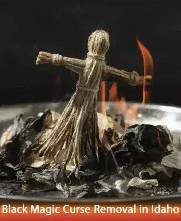 In this soothing image, a simple straw figure stands amidst a gentle flame, symbolizing the release of burdens and the embrace of new beginnings. The soft glow offers a comforting sense of protection and renewal, guiding you toward peace and harmony. Black magic curse removal in Idaho.