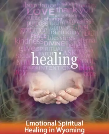 In a gentle embrace of warmth and light, open hands cradle the essence of healing, surrounded by words of love, gratitude, and peace. This serene image invites a journey of inner tranquility, where faith and kindness illuminate the path. Emotional spiritual healing in Wyoming.