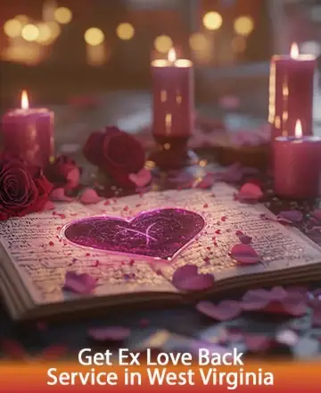 In the gentle glow of candlelight, a sacred space unfolds where petals whisper secrets of the heart. A radiant heart symbol rests upon cherished words, inviting warmth and reconciliation. Here, the soul finds peace and connection. Get ex love back service in West Virginia.