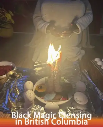 In a serene setting, gentle flames flicker, casting a warm glow that whispers of renewal and hope. The soft embrace of tranquility envelops you, inviting peace into your heart. A comforting presence holds space for new beginnings. Black magic cleansing in British Columbia.
