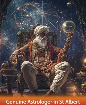 In a realm where the cosmos whispers its secrets, a wise figure sits serenely, embodying tranquility and profound understanding. Surrounded by celestial wonders, he offers gentle guidance and a comforting presence, inviting souls to find peace and clarity. Genuine astrologer in St Albert.