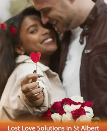 In this tender moment, two souls embrace the warmth of love, their smiles radiating joy and connection. The gentle offering of a heart symbolizes hope and renewal, while the bouquet whispers promises of shared journeys. Lost love solutions in St. Albert.