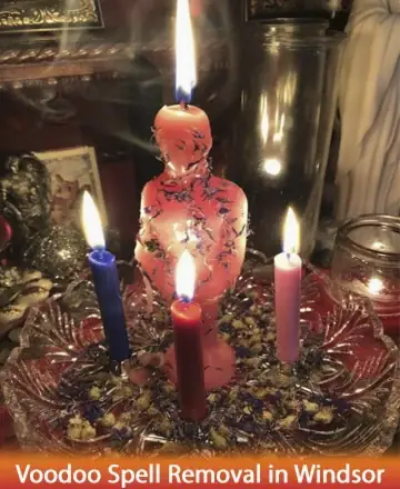 In a serene setting, a gentle glow from vibrant candles envelops a figure, casting a warm and inviting atmosphere. The soothing flicker of flames whispers ancient wisdom, offering a comforting embrace to the soul. Find peace and transformation with voodoo spell removal in Windsor.