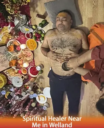 A serene and sacred moment unfolds as gentle hands perform a soothing ritual, surrounded by vibrant offerings and calming energies. This peaceful setting invites you to embrace tranquility and inner harmony, guided by ancient wisdom. Spiritual healer near me in Welland.