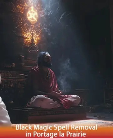 In a serene sanctuary filled with soft, glowing light, a wise figure sits in tranquil meditation, embodying peace and wisdom. The atmosphere is imbued with a gentle, nurturing energy that offers comfort and solace. Black magic spell removal in Portage la Prairie.