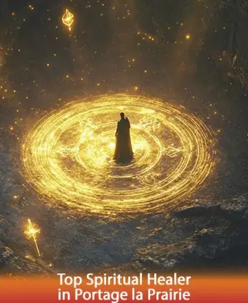 In a serene embrace of golden light, a solitary figure stands at the center of a radiant circle, symbolizing harmony and inner peace. This tranquil scene invites you to explore the depths of your spirit with gentle guidance and wisdom. Spiritual healing in Portage la Prairie.