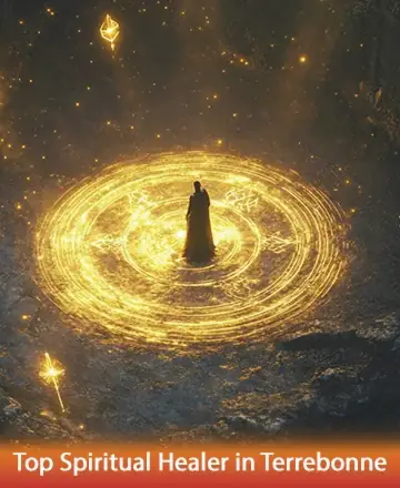 In a serene embrace of golden light, a figure stands surrounded by a mystical aura, evoking a sense of peace and profound connection. The gentle glow whispers of wisdom and comfort, inviting you to explore the depths of your spirit. Spiritual healing in Terrebonne.