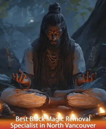 In the serene embrace of a mystical forest, a wise sage sits in tranquil meditation, surrounded by the gentle glow of candles. His presence exudes peace and profound wisdom, offering solace and guidance to all who seek it. Black magic removal in North Vancouver.
