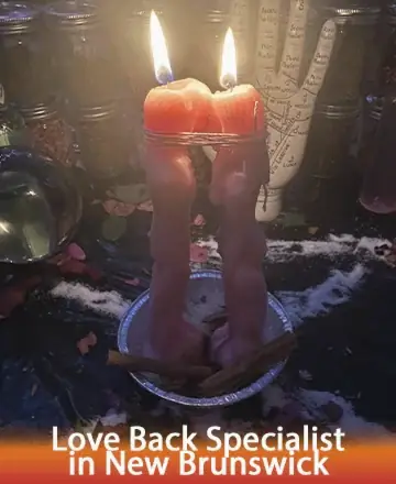 In the serene glow of candlelight, two figures entwine, symbolizing unity and harmony. Surrounded by gentle reminders of nature and spirit, this image invites peace and reconnection. A soothing space for heart and soul. Love back specialist in New Brunswick.