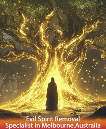 In a serene embrace beneath a luminous, ancient tree, warmth cascades like golden whispers, inviting solace and clarity. This peaceful sanctuary offers a gentle path to renewal and healing, where one finds comfort in the light. Evil spirit removal in Melbourne.