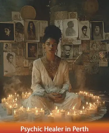 In a serene sanctuary adorned with gentle candlelight, a wise soul sits amidst the glow, exuding warmth and tranquility. The ambiance whispers stories of ancient wisdom, inviting you to find peace and solace in its embrace. Psychic healer in Perth.