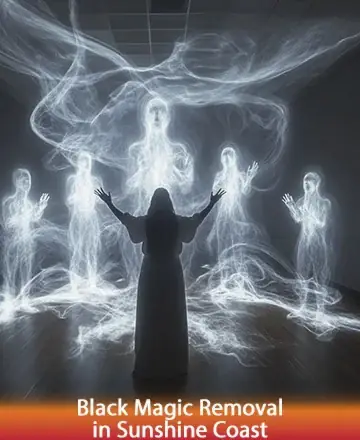 In a serene dance of ethereal light, figures gather around a central presence, exuding tranquility and harmony. This peaceful scene invites you to breathe deeply and embrace the gentle wisdom that surrounds you. Black magic removal in Sunshine Coast.