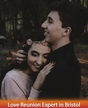 In the gentle embrace of a serene forest, a couple finds solace in each other's arms, their smiles a testament to love's enduring warmth. Surrounded by nature's beauty, they embody a sense of peace and connection. Love reunion expert in Bristol.