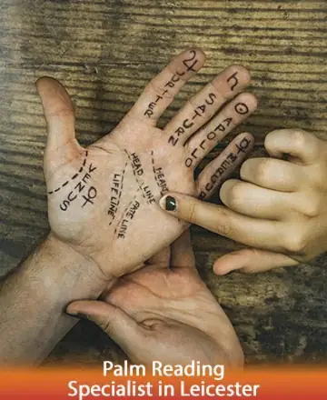 A gentle hand cradles another, tracing the ancient lines that whisper stories untold. The warm wood beneath contrasts the intricate patterns, inviting a sense of wonder and introspection. Each mark is a gateway to understanding, a step towards inner peace. Palm reading specialist in Leicester.