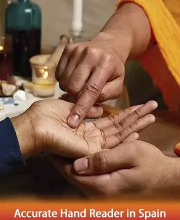 In a serene setting, two hands connect in a gentle touch, symbolizing the timeless wisdom of palm reading. The warm glow of candlelight surrounds, offering a soothing ambiance that invites trust and introspection. Accurate hand reader in Spain.