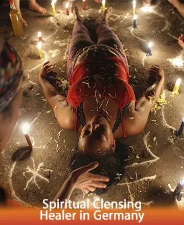 Beneath the gentle glow of candles, a serene presence lies embraced by sacred symbols and petals, inviting a profound sense of peace and renewal. Surrounded by warmth and care, this sacred space offers a journey towards inner harmony and clarity. Spiritual cleansing healer in Germany.